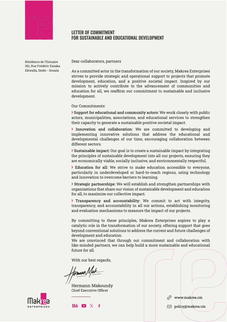 LETTER OF COMMITMENT SDGs